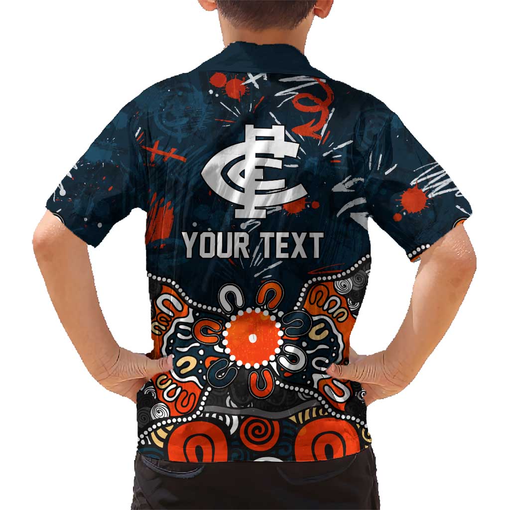 Personalized Carlton Blues Family Matching Summer Maxi Dress and Hawaiian Shirt Aboriginal Dot Painting Graffiti Style