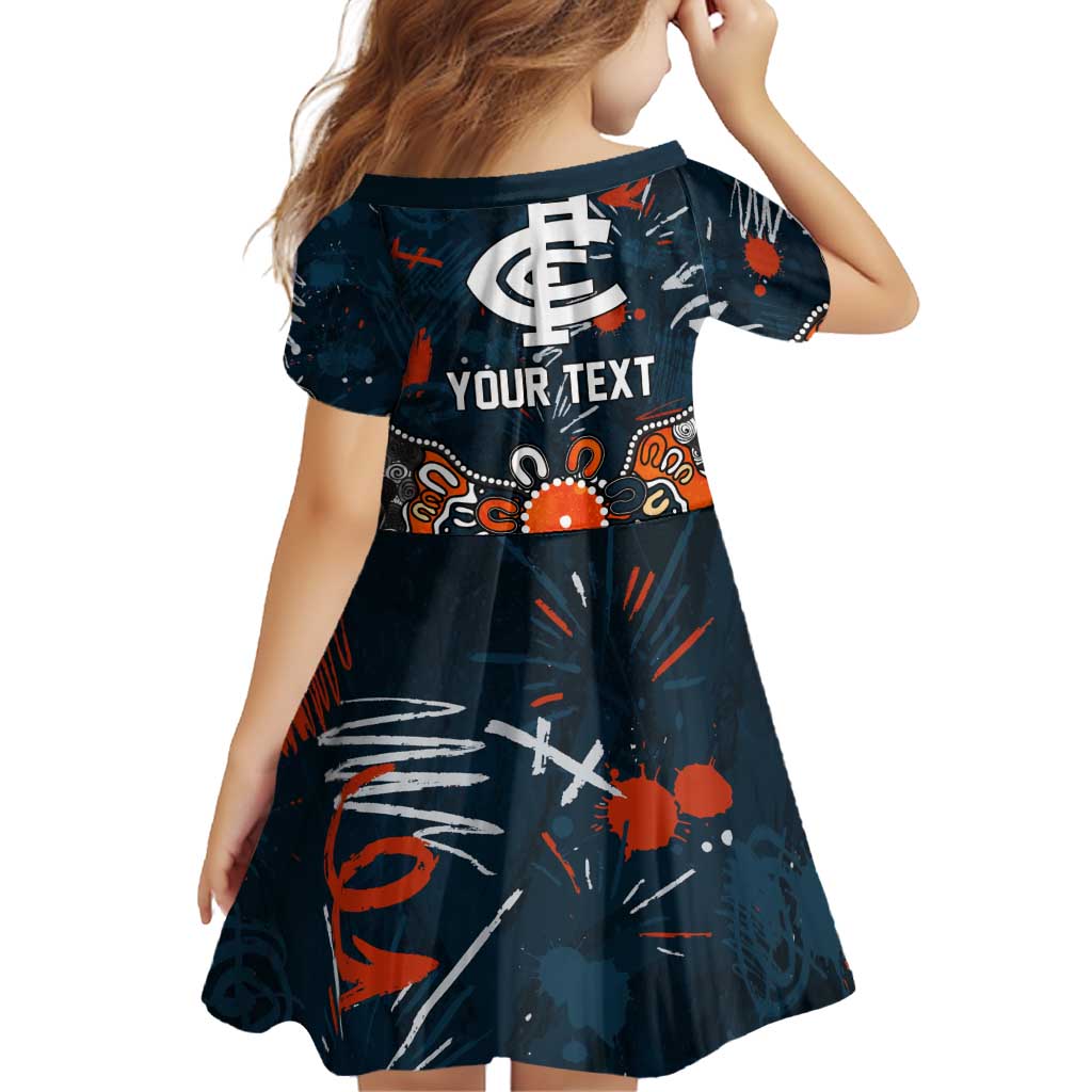 Personalized Carlton Blues Family Matching Summer Maxi Dress and Hawaiian Shirt Aboriginal Dot Painting Graffiti Style