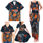 Personalized Carlton Blues Family Matching Tank Maxi Dress and Hawaiian Shirt Aboriginal Dot Painting Graffiti Style