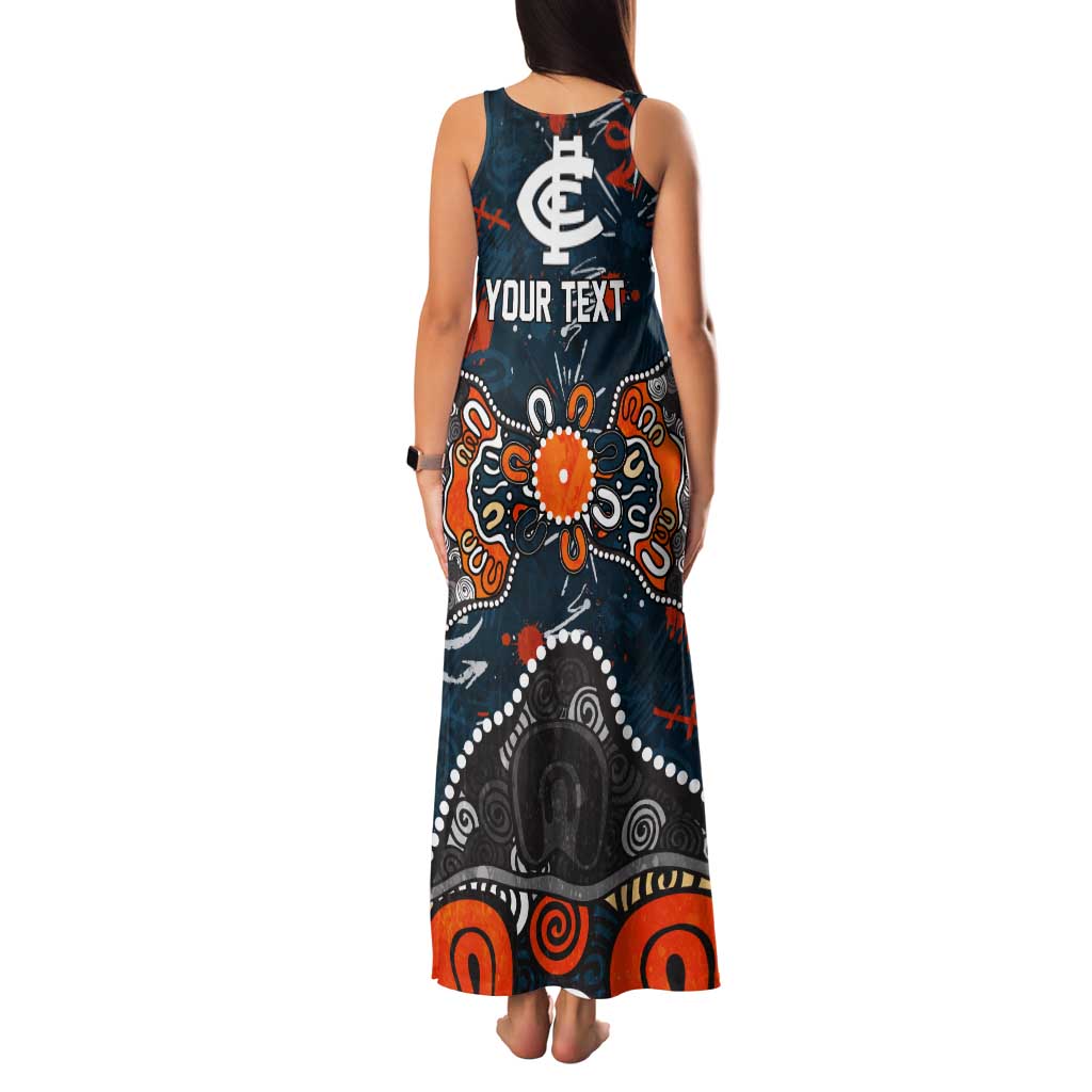 Personalized Carlton Blues Family Matching Tank Maxi Dress and Hawaiian Shirt Aboriginal Dot Painting Graffiti Style