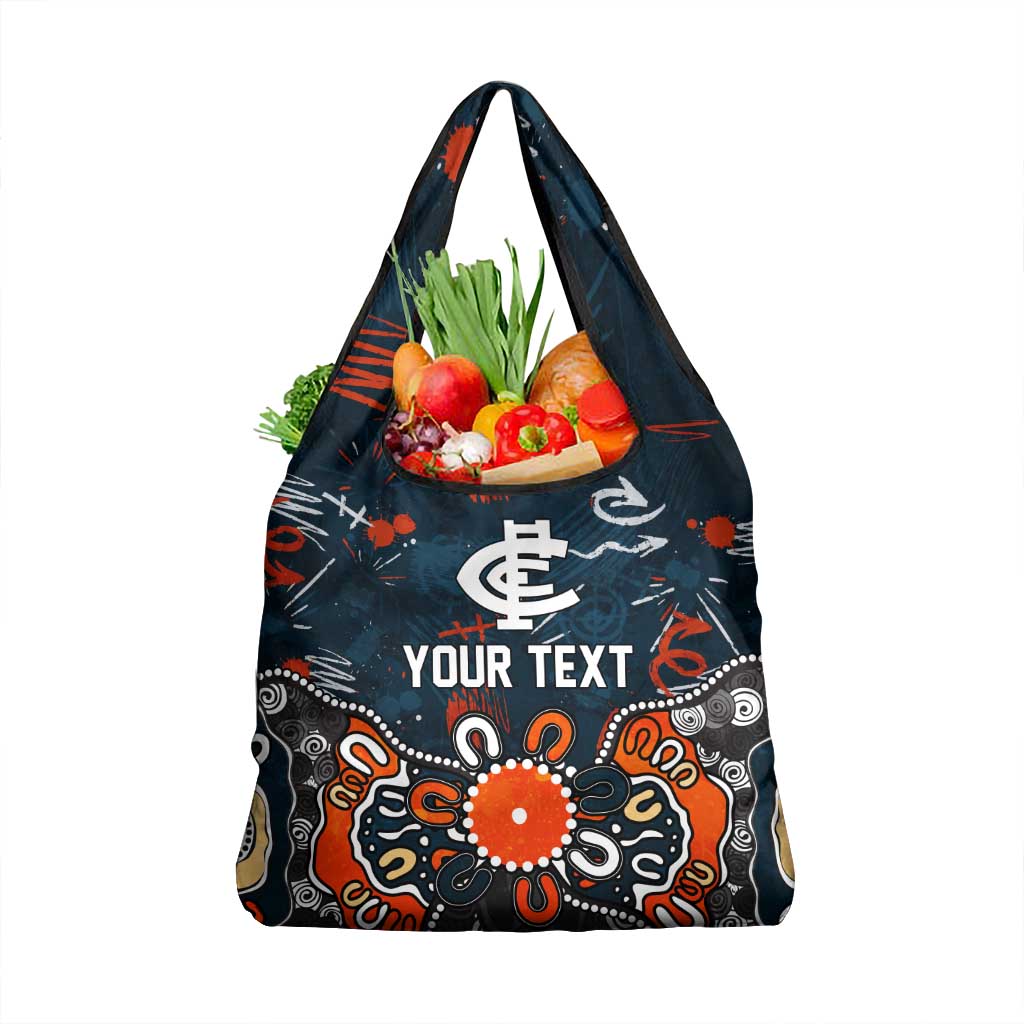 Personalized Carlton Blues Grocery Bag Aboriginal Dot Painting Graffiti Style