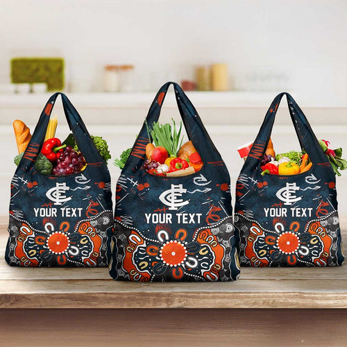 Personalized Carlton Blues Grocery Bag Aboriginal Dot Painting Graffiti Style