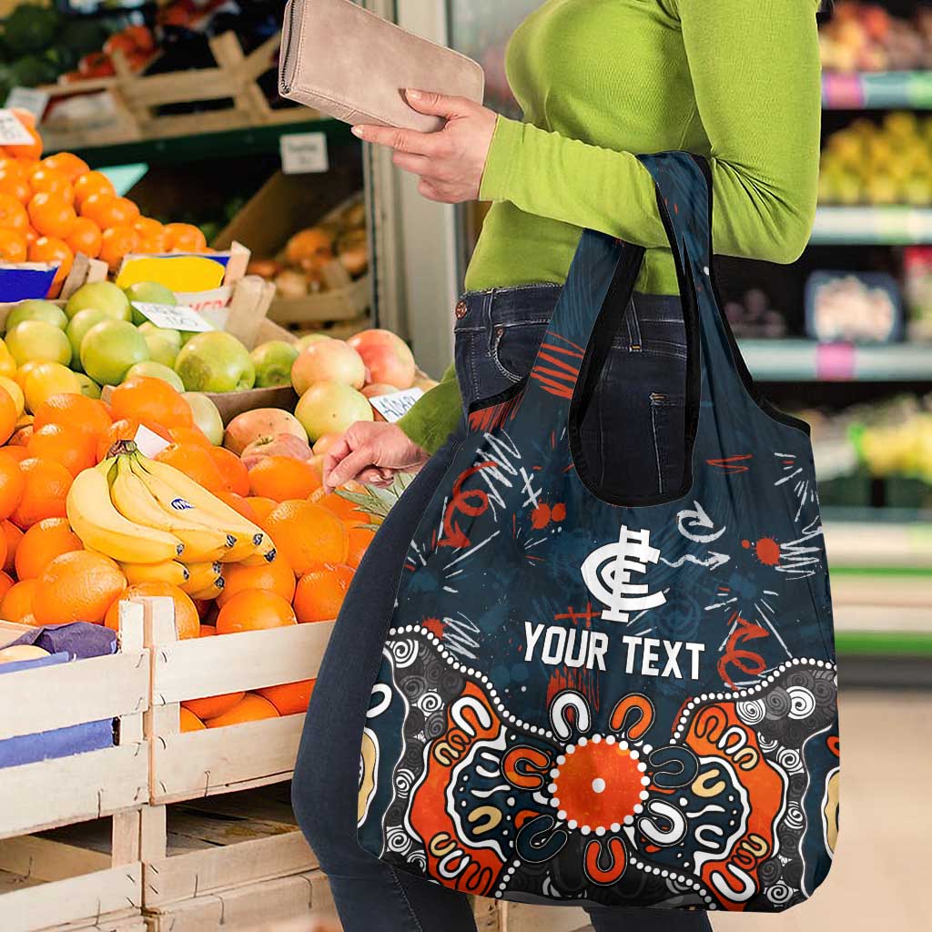 Personalized Carlton Blues Grocery Bag Aboriginal Dot Painting Graffiti Style