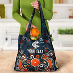 Personalized Carlton Blues Grocery Bag Aboriginal Dot Painting Graffiti Style