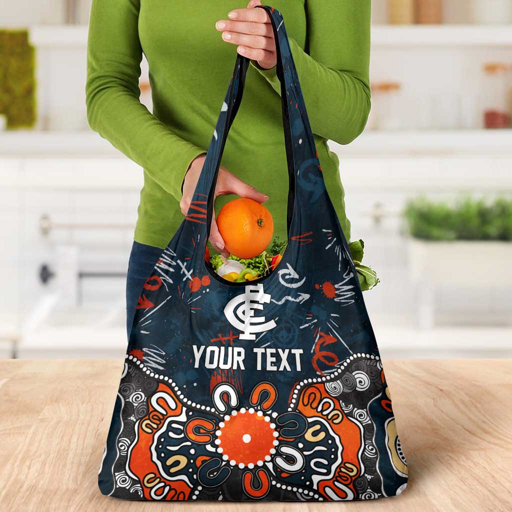 Personalized Carlton Blues Grocery Bag Aboriginal Dot Painting Graffiti Style