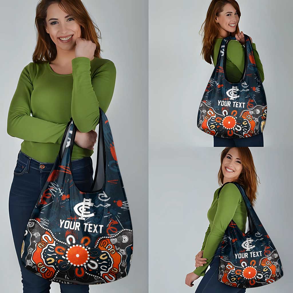 Personalized Carlton Blues Grocery Bag Aboriginal Dot Painting Graffiti Style