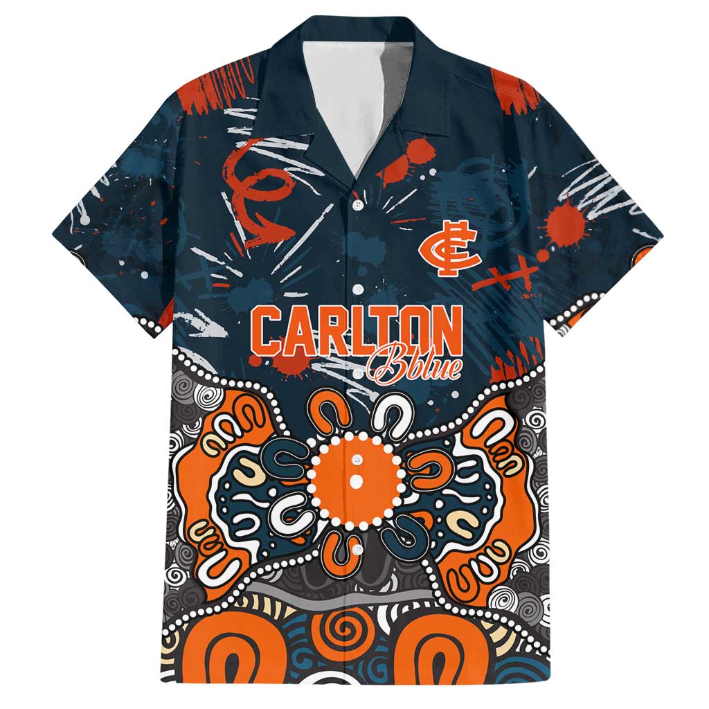 Personalized Carlton Blues Hawaiian Shirt Aboriginal Dot Painting Graffiti Style