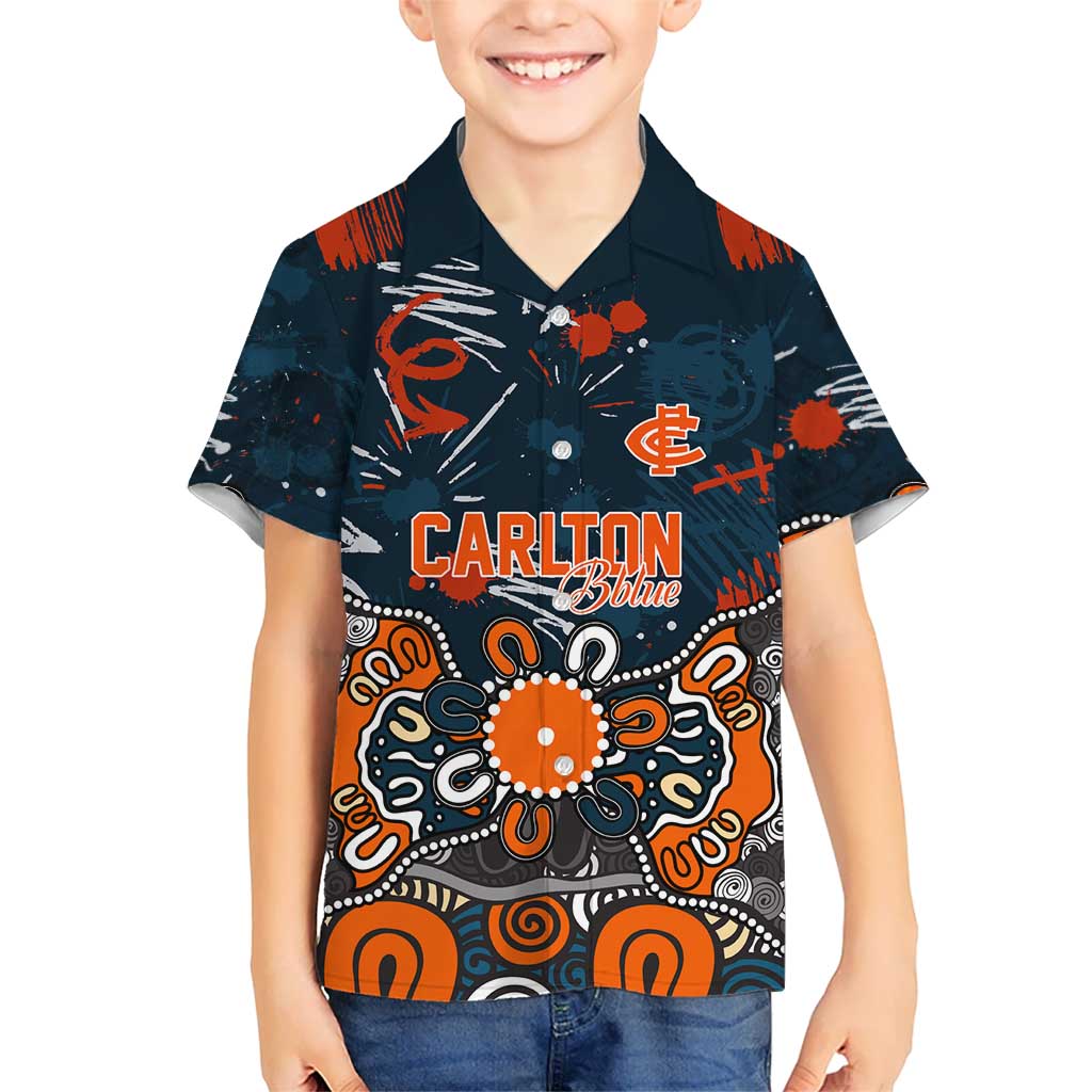 Personalized Carlton Blues Hawaiian Shirt Aboriginal Dot Painting Graffiti Style