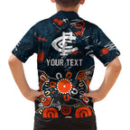 Personalized Carlton Blues Hawaiian Shirt Aboriginal Dot Painting Graffiti Style