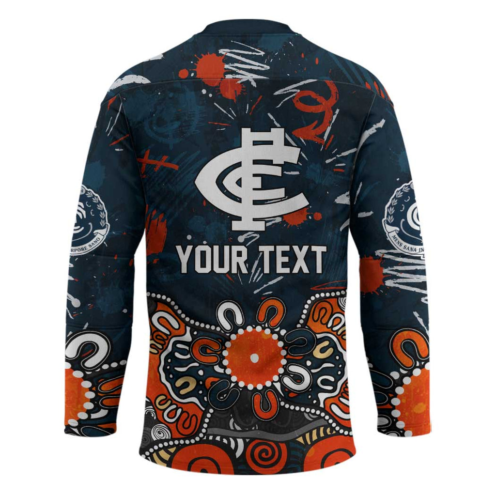 Personalized Carlton Blues Hockey Jersey Aboriginal Dot Painting Graffiti Style