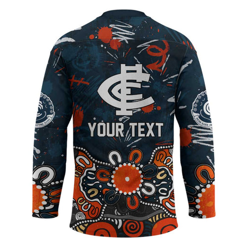 Personalized Carlton Blues Hockey Jersey Aboriginal Dot Painting Graffiti Style