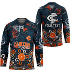 Personalized Carlton Blues Hockey Jersey Aboriginal Dot Painting Graffiti Style