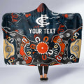 Personalized Carlton Blues Hooded Blanket Aboriginal Dot Painting Graffiti Style