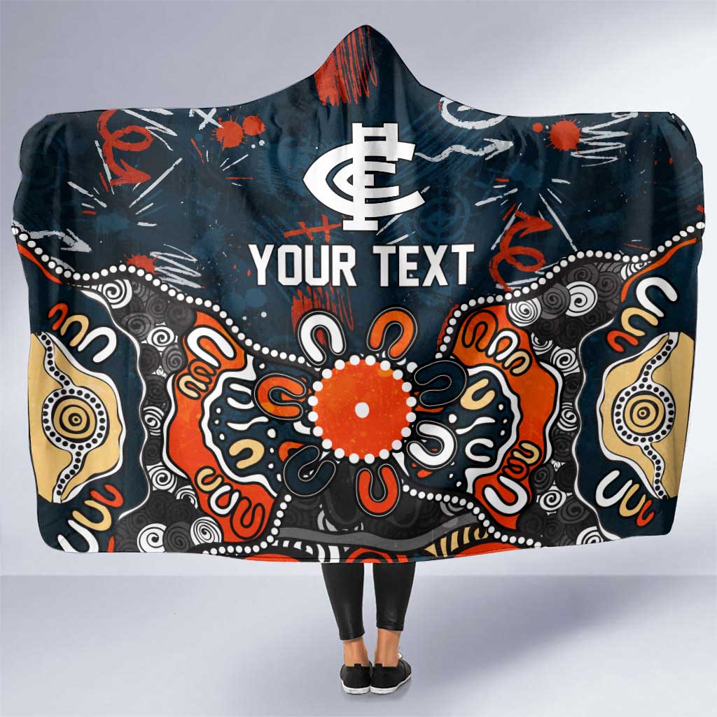 Personalized Carlton Blues Hooded Blanket Aboriginal Dot Painting Graffiti Style