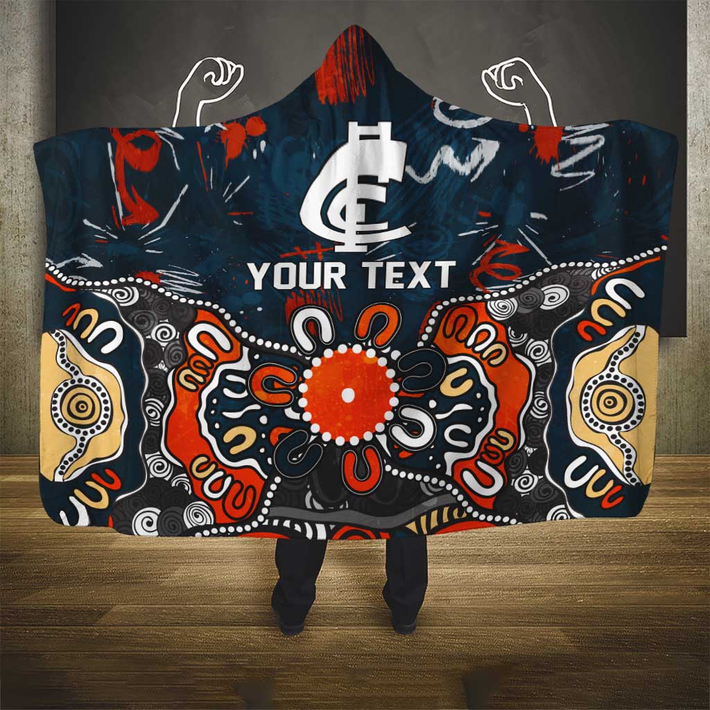 Personalized Carlton Blues Hooded Blanket Aboriginal Dot Painting Graffiti Style