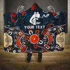 Personalized Carlton Blues Hooded Blanket Aboriginal Dot Painting Graffiti Style