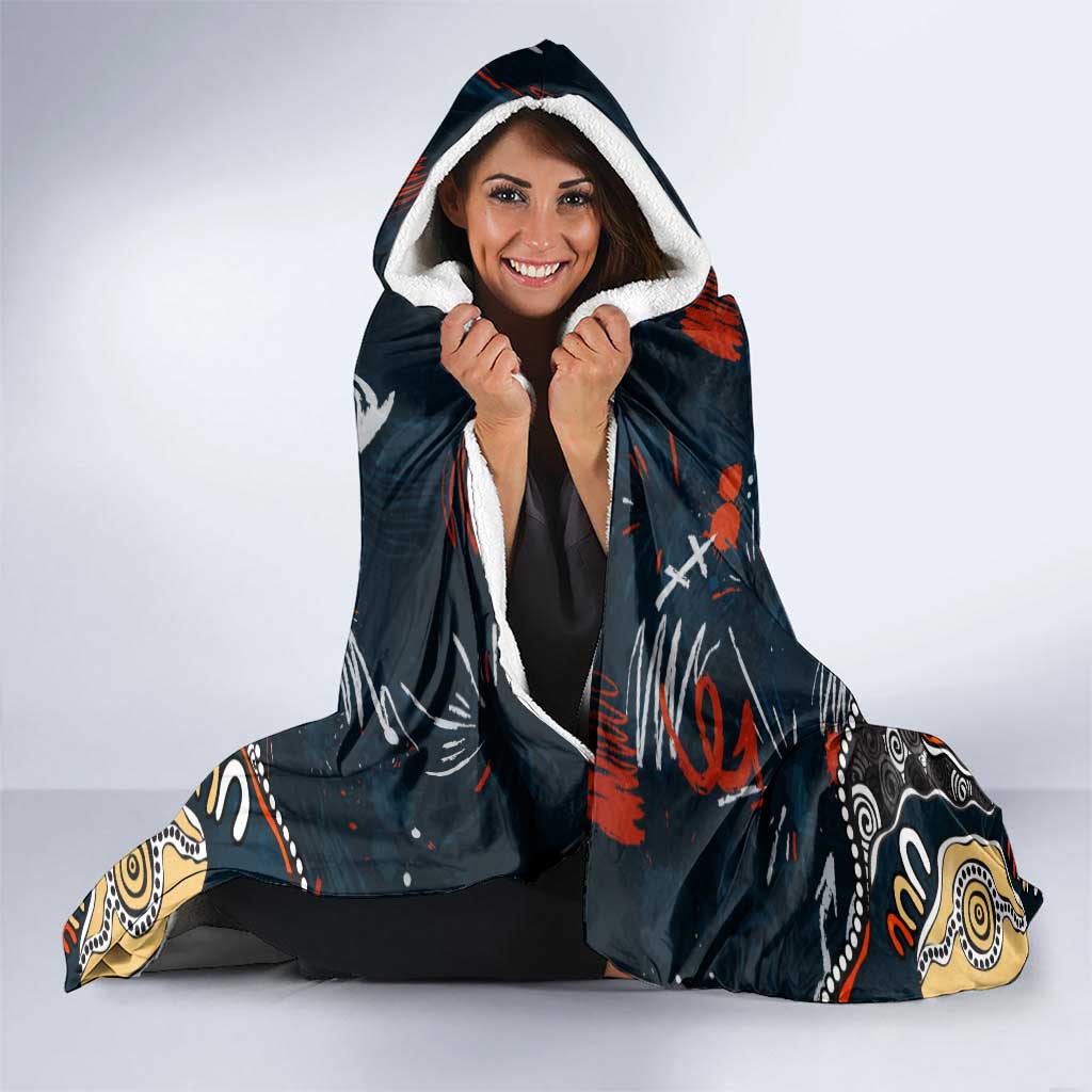 Personalized Carlton Blues Hooded Blanket Aboriginal Dot Painting Graffiti Style