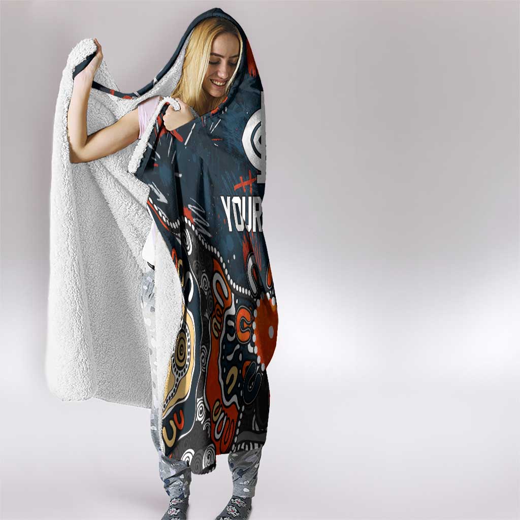 Personalized Carlton Blues Hooded Blanket Aboriginal Dot Painting Graffiti Style