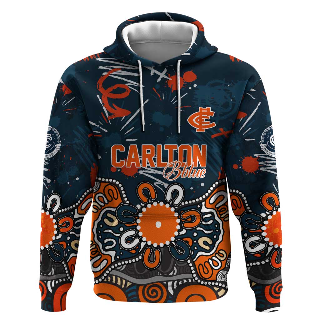 Personalized Carlton Blues Hoodie Aboriginal Dot Painting Graffiti Style