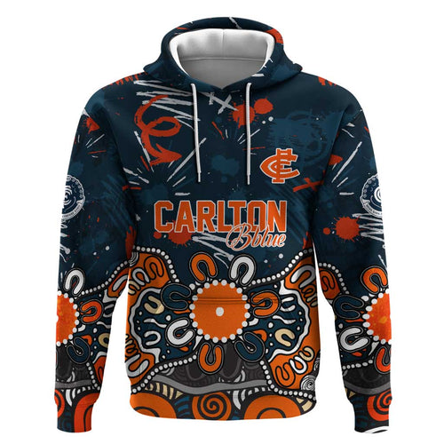Personalized Carlton Blues Hoodie Aboriginal Dot Painting Graffiti Style