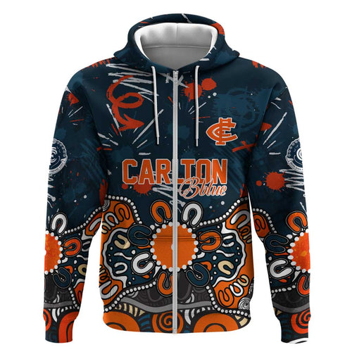 Personalized Carlton Blues Hoodie Aboriginal Dot Painting Graffiti Style