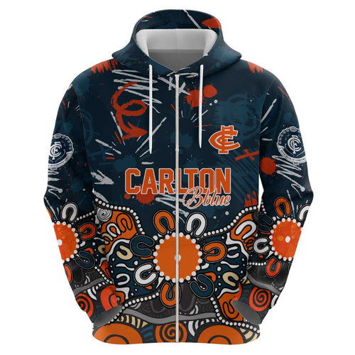 Personalized Carlton Blues Hoodie Aboriginal Dot Painting Graffiti Style