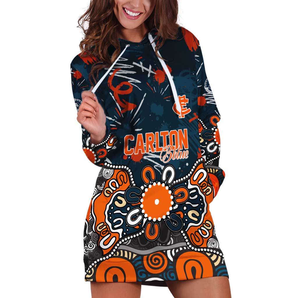 Personalized Carlton Blues Hoodie Dress Aboriginal Dot Painting Graffiti Style