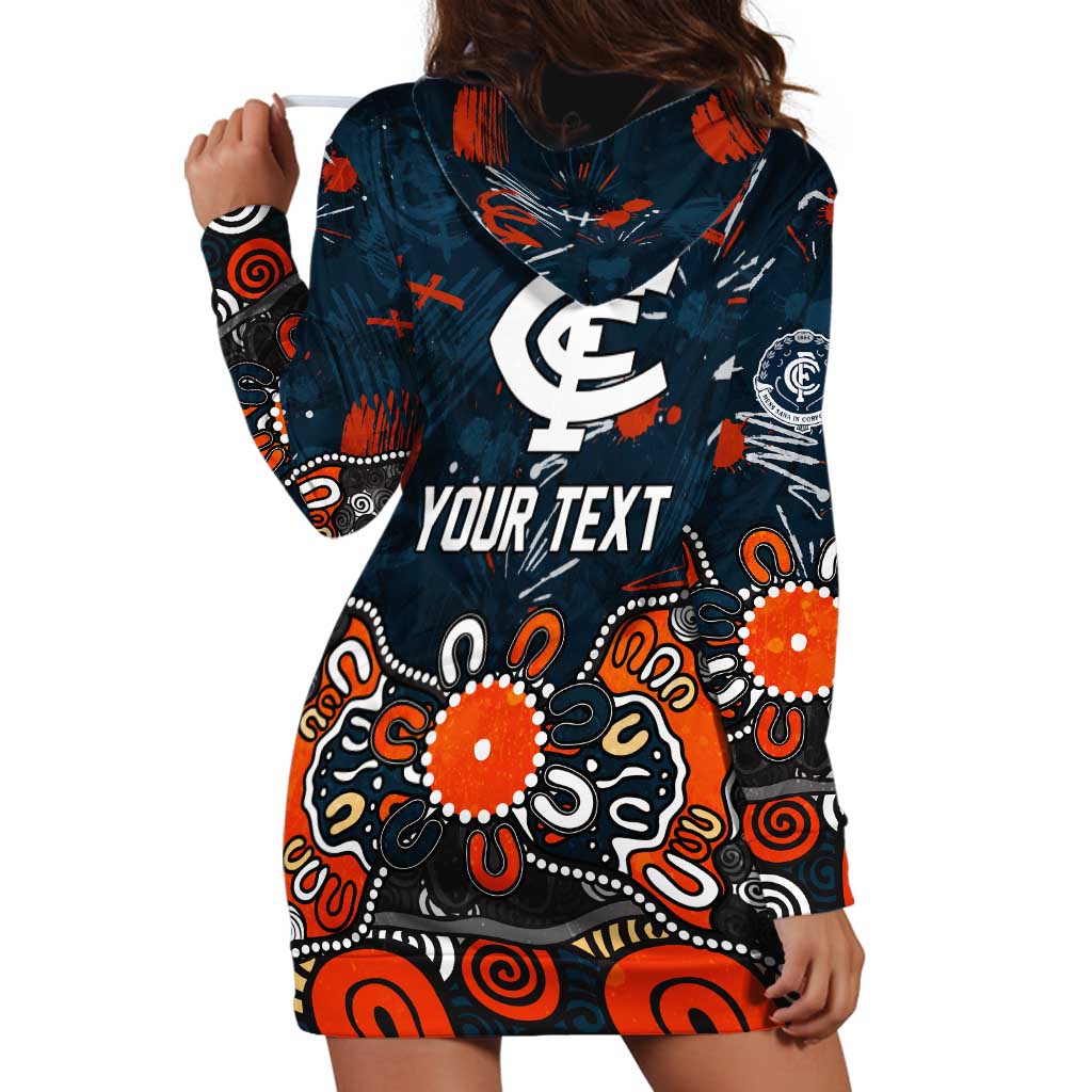 Personalized Carlton Blues Hoodie Dress Aboriginal Dot Painting Graffiti Style