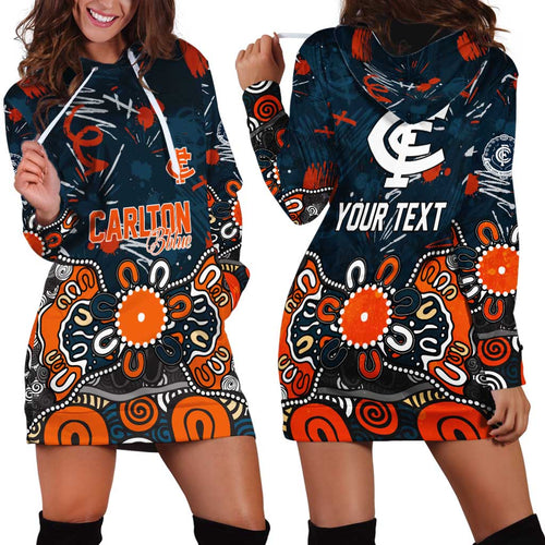 Personalized Carlton Blues Hoodie Dress Aboriginal Dot Painting Graffiti Style