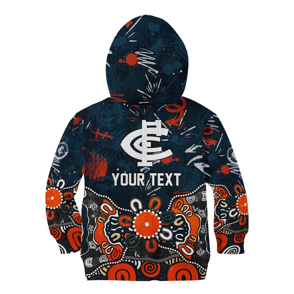 Personalized Carlton Blues Kid Hoodie Aboriginal Dot Painting Graffiti Style