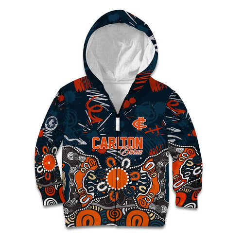 Personalized Carlton Blues Kid Hoodie Aboriginal Dot Painting Graffiti Style