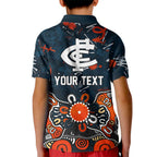 Personalized Carlton Blues Kid Polo Shirt Aboriginal Dot Painting Graffiti Style