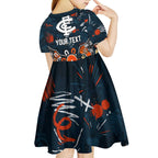 Personalized Carlton Blues Kid Short Sleeve Dress Aboriginal Dot Painting Graffiti Style