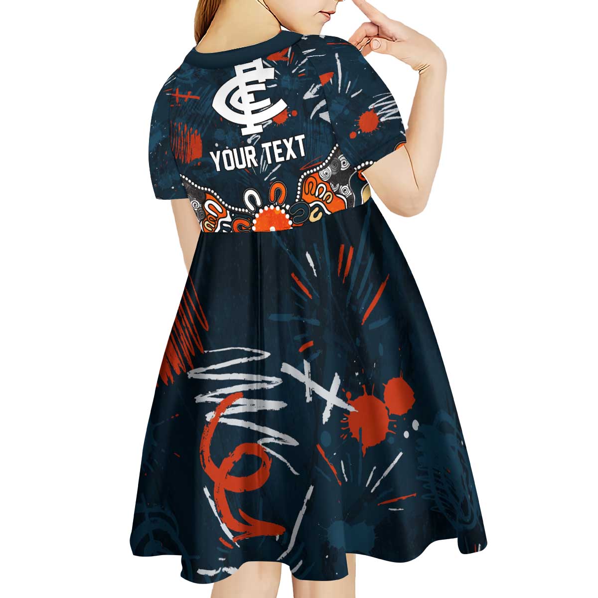 Personalized Carlton Blues Kid Short Sleeve Dress Aboriginal Dot Painting Graffiti Style