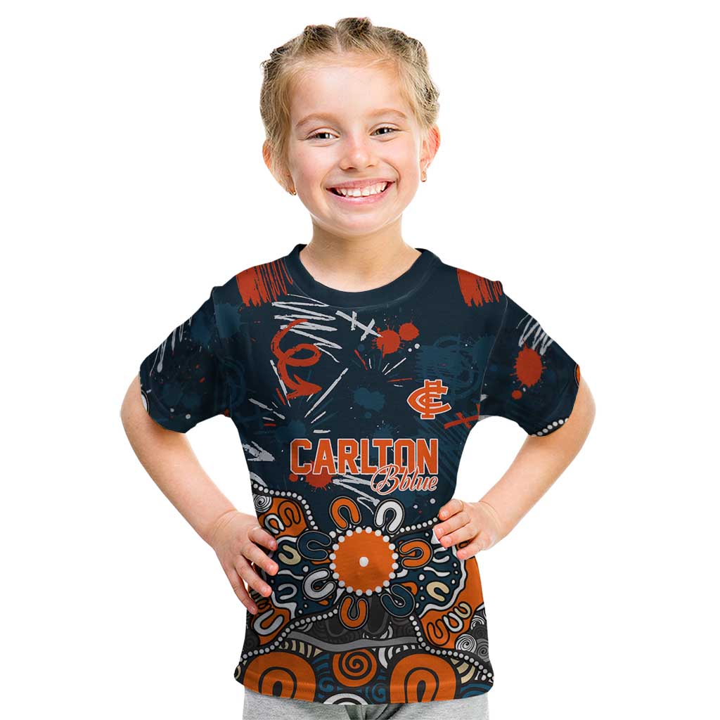 Personalized Carlton Blues Kid T Shirt Aboriginal Dot Painting Graffiti Style