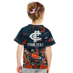 Personalized Carlton Blues Kid T Shirt Aboriginal Dot Painting Graffiti Style