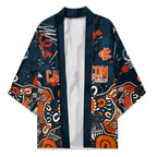 Personalized Carlton Blues Kimono Aboriginal Dot Painting Graffiti Style