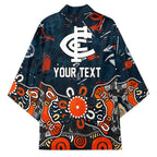 Personalized Carlton Blues Kimono Aboriginal Dot Painting Graffiti Style