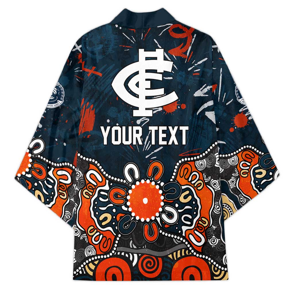 Personalized Carlton Blues Kimono Aboriginal Dot Painting Graffiti Style