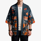 Personalized Carlton Blues Kimono Aboriginal Dot Painting Graffiti Style