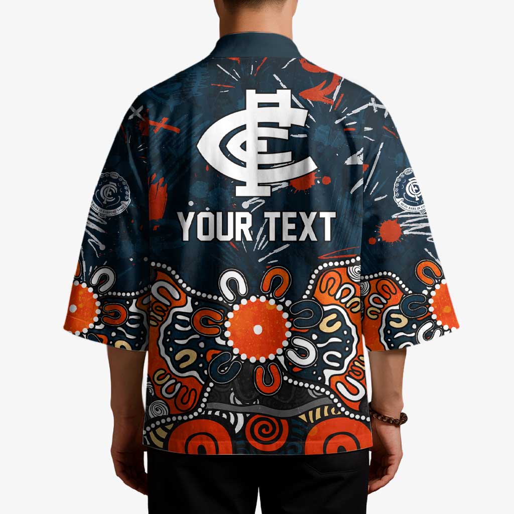 Personalized Carlton Blues Kimono Aboriginal Dot Painting Graffiti Style