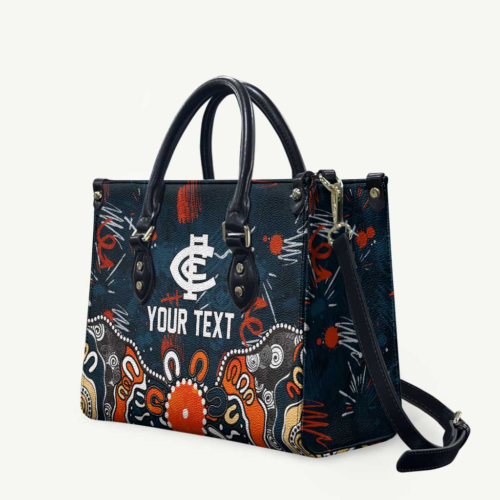 Personalized Carlton Blues Leather Bag Aboriginal Dot Painting Graffiti Style