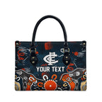 Personalized Carlton Blues Leather Bag Aboriginal Dot Painting Graffiti Style