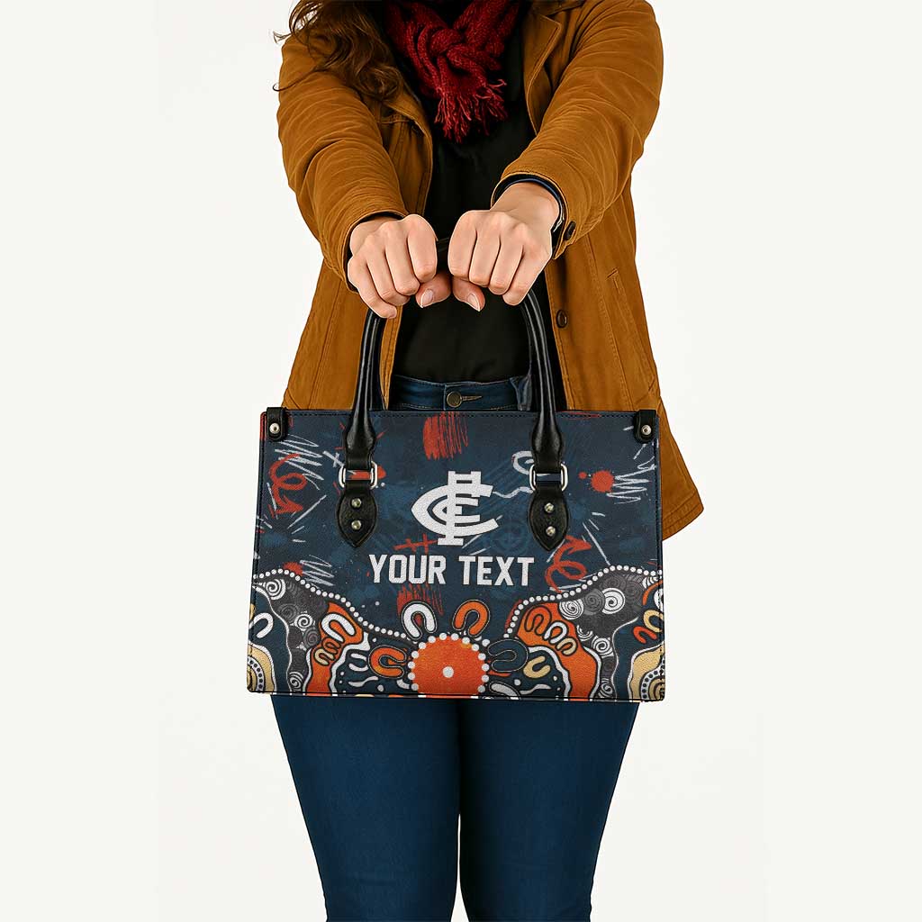 Personalized Carlton Blues Leather Bag Aboriginal Dot Painting Graffiti Style