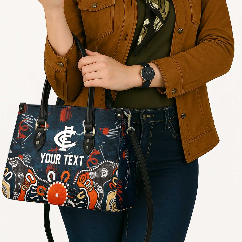 Personalized Carlton Blues Leather Bag Aboriginal Dot Painting Graffiti Style