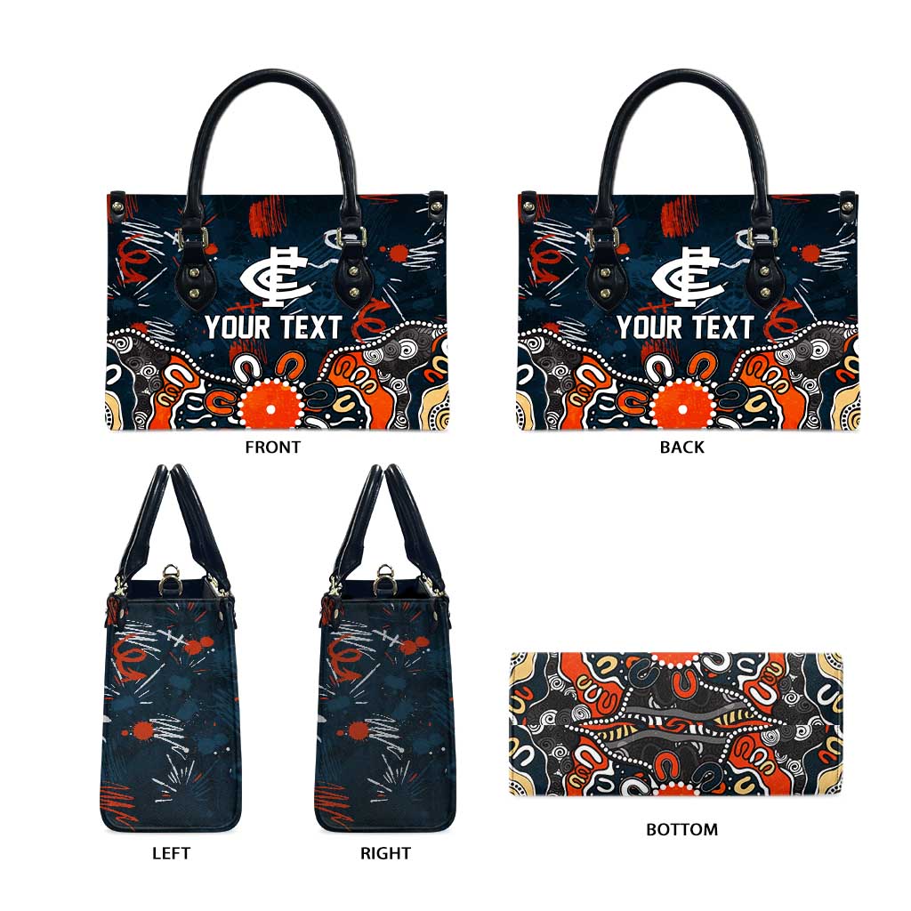 Personalized Carlton Blues Leather Bag Aboriginal Dot Painting Graffiti Style
