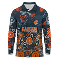 Personalized Carlton Blues Long Sleeve Polo Shirt Aboriginal Dot Painting Graffiti Style