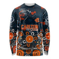 Personalized Carlton Blues Long Sleeve Shirt Aboriginal Dot Painting Graffiti Style