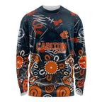 Personalized Carlton Blues Long Sleeve Shirt Aboriginal Dot Painting Graffiti Style