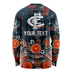 Personalized Carlton Blues Long Sleeve Shirt Aboriginal Dot Painting Graffiti Style